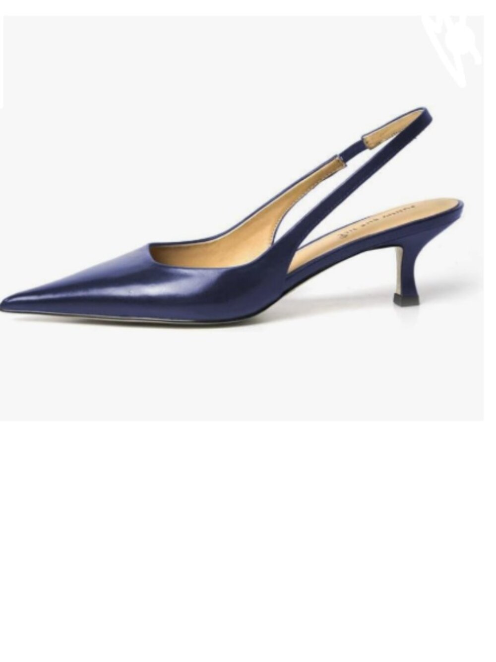 FSJ Dark Blue Kitten Heel Slingback Sandals Pointy Toe Sexy Pumps